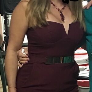 Material Girl Burgundy Strapless Jumpsuit